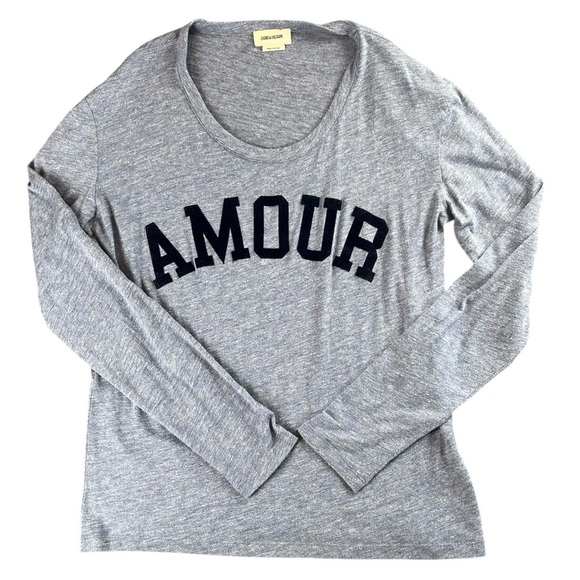 Zadig & Voltaire Women's Willy Amour Blue Long Sleeve Graphic Tee In Size M - Picture 4 of 8